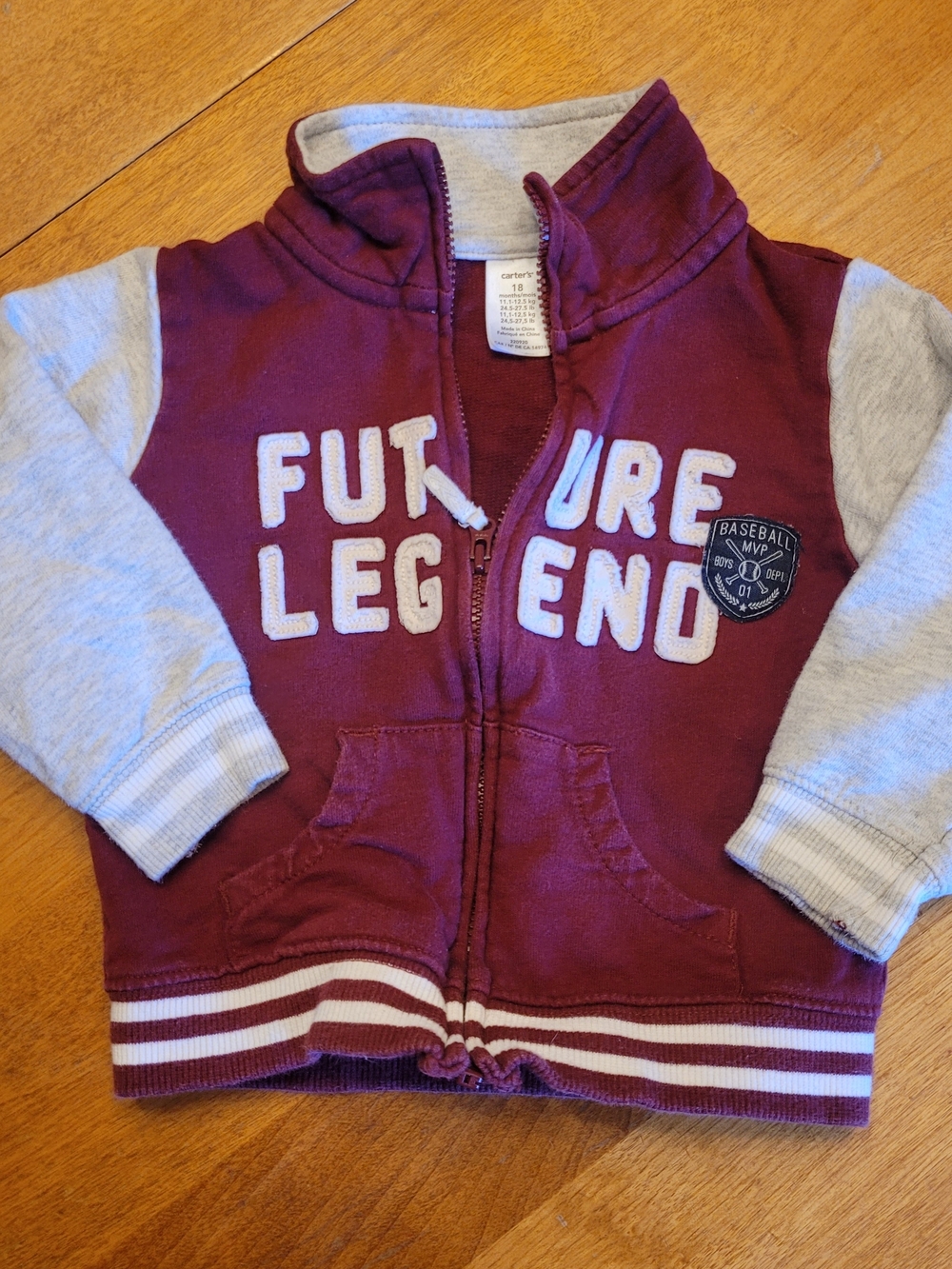 Carter's Maroon & Light Gray Zip Hoodie - Future Legend